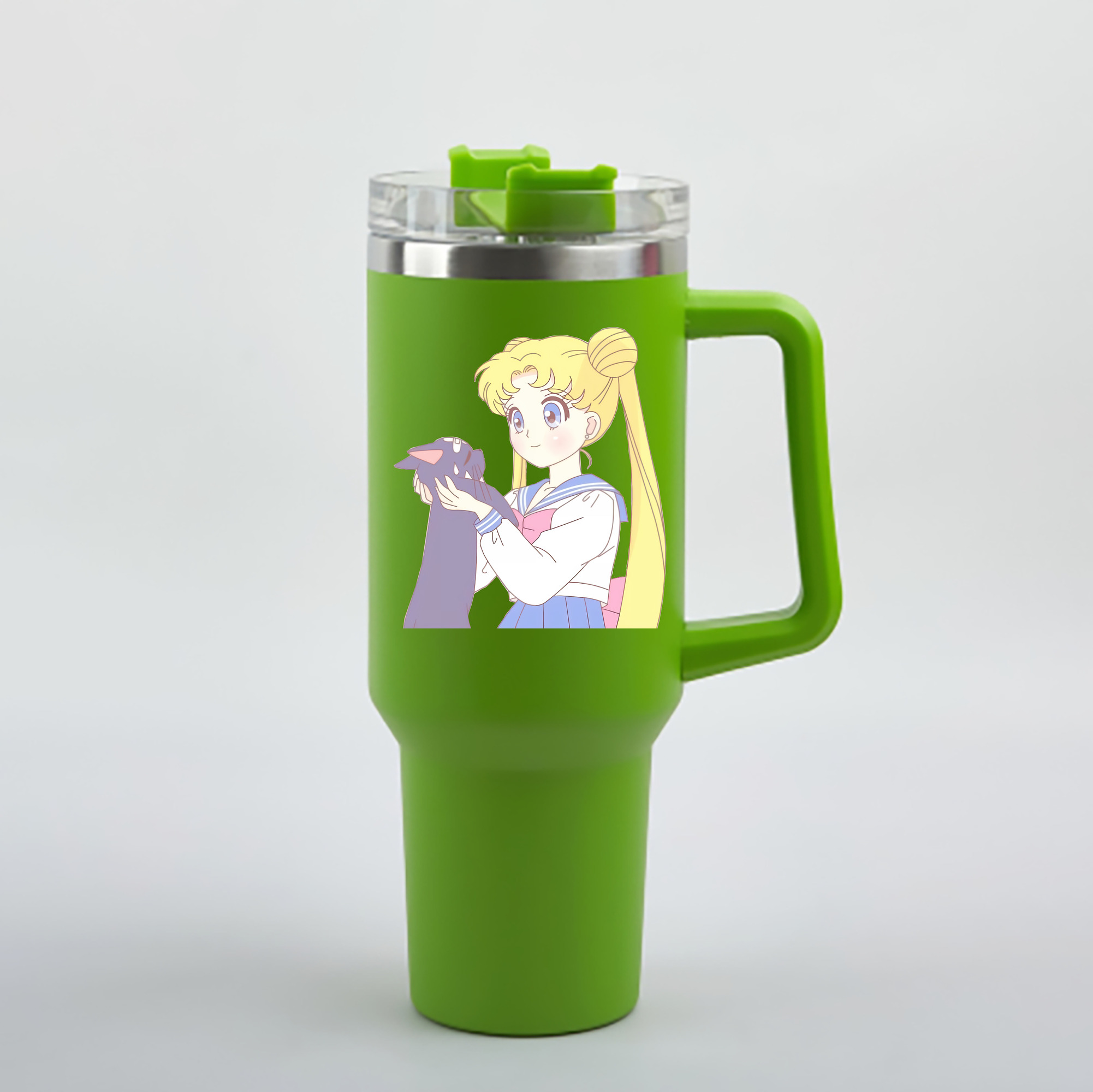 （画像用） 美少女戦士セーラームーン 愛野 美奈子 あいの みなこ Sailor Moon Aino Minako 1200mL車用タンブラー - クリスタルステッカー（プラスチックストロー付き）